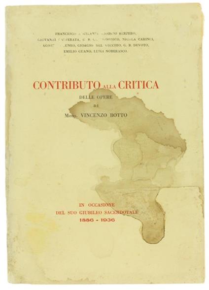 Contributo alla Critica delle Opere di Mons. Vincenzo Botto in Occasione del suo Giubileo Sacerdotale 1886-1936 - copertina