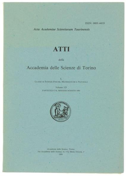 Atti. I. Classe di Scienze Fisiche, Matematiche e Naturali, Vol.125, Fasc.3-4 - copertina
