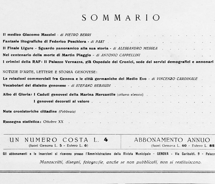 Genova. Rivista Mensile del Comune. Marzo 1943 - XXI