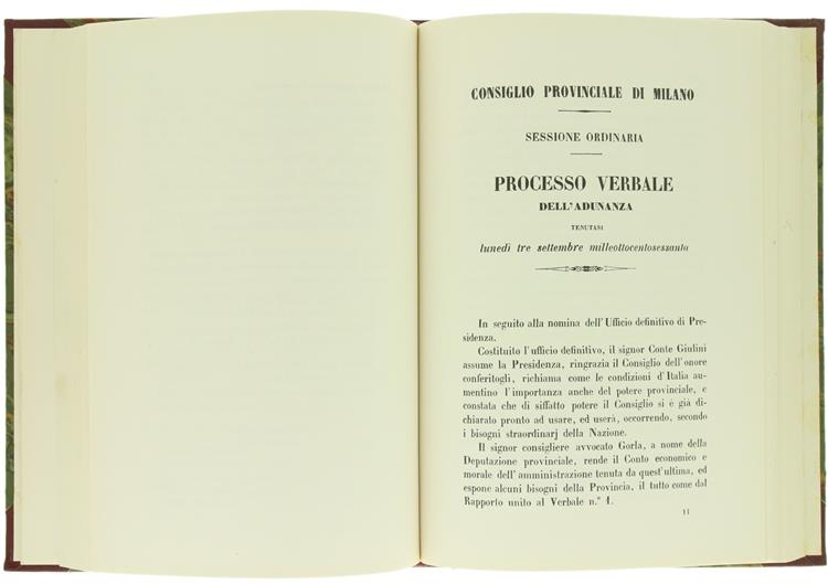 Atti del Consiglio Provinciale di Milano 1860 (Ristampa Anastatica)
