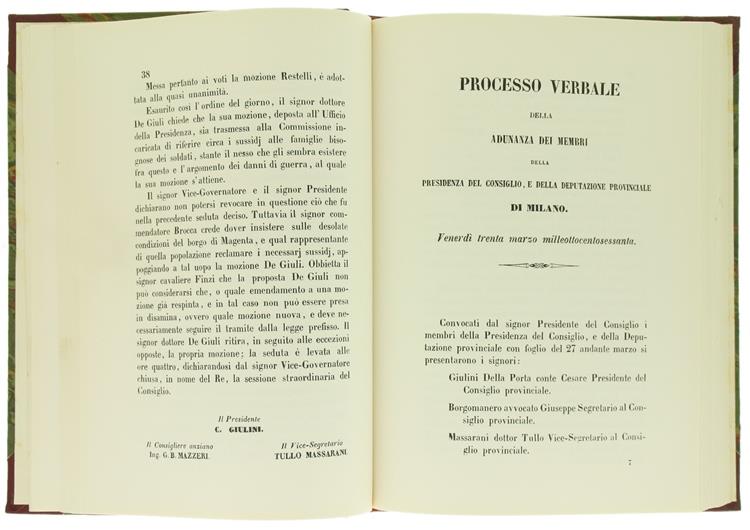 Atti del Consiglio Provinciale di Milano 1860 (Ristampa Anastatica)
