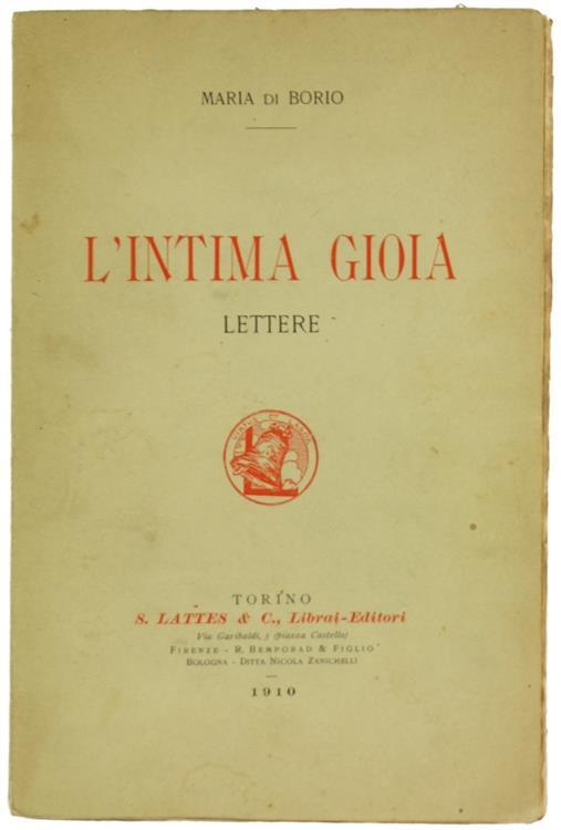 L' Intima Gioia. Lettere - Maria Di Borio - copertina