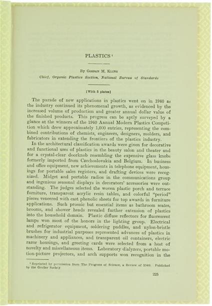 Plastics - Gordon M. Kline - copertina