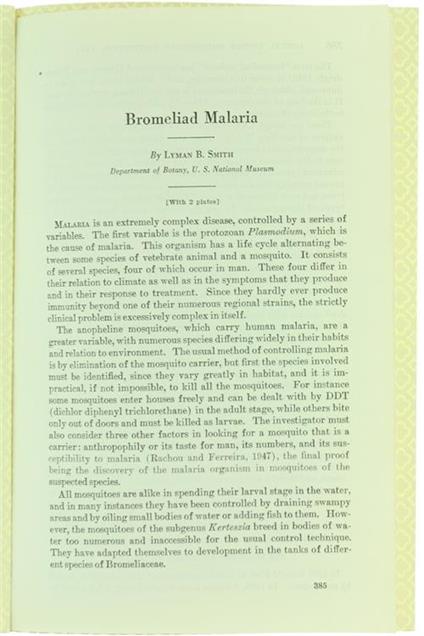 Bromeliad Malaria - Lyman B. Smith - copertina