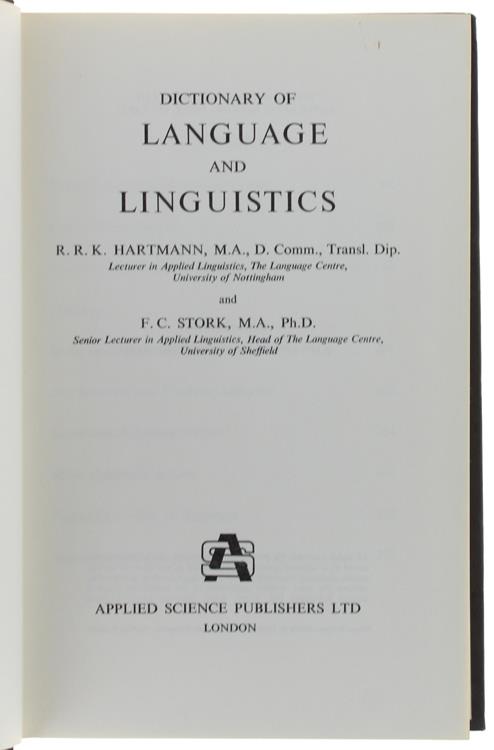Dictionary Of Language And Linguistics