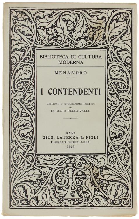 I Contendenti. Versione E Integrazione Poetica Di Eugenio Della Valle - Menandro - copertina