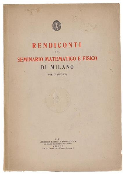 Rendiconti Del Seminario Matematico E Fisico Di Milano. Vol.V (1931) - copertina
