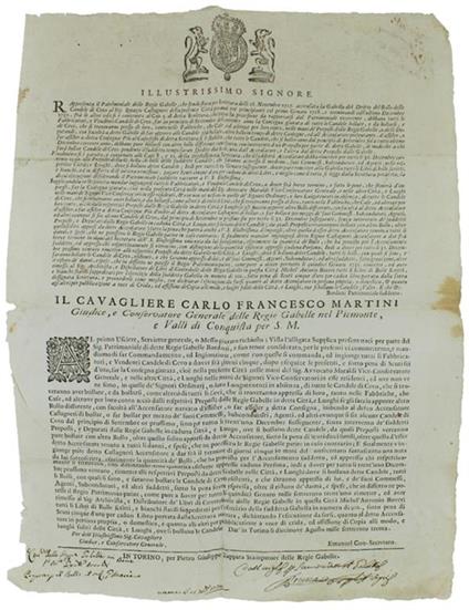Illustrissimo Signore… Dat' In Torino Li Diecinove Agosto 1730 [Documento Originale] - Carlo Emanuele III - copertina