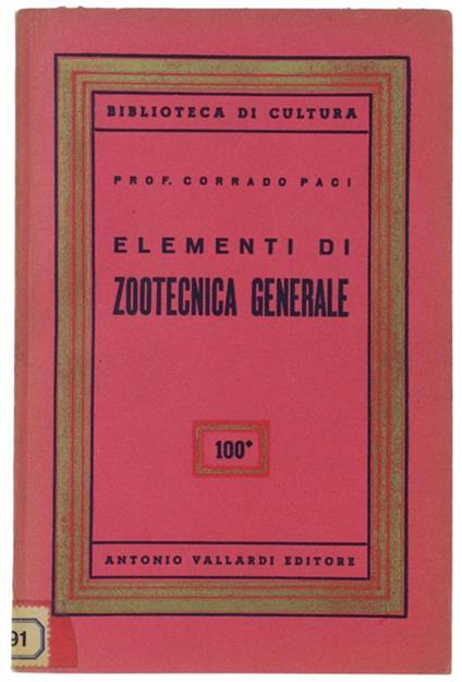 Elementi Di Zootecnia Generale - Corrado Paci - copertina
