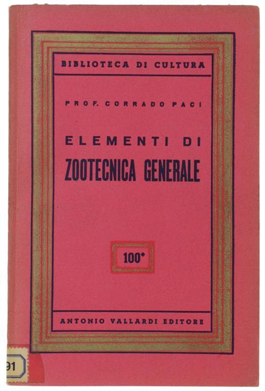 Elementi Di Zootecnia Generale - Corrado Paci - copertina