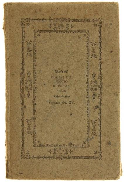 Saggio Di Poesie Varie - Silvio Balbis - copertina