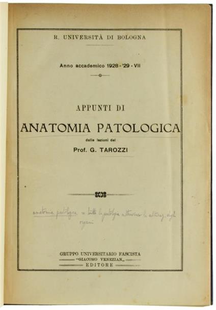 Appunti Di Anatomia Patologica - Giuseppe Tarozzi - copertina