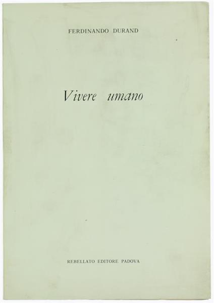 Vivere Umano - Ferdinando Durand - copertina