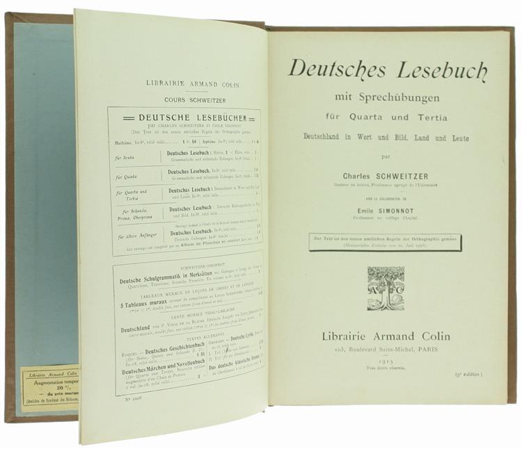 Deutsches Lesebuch Mit Sprechübungen Für Quarta Und Tertia. Deutschland In Wort Und Bild. Land Und Leute
