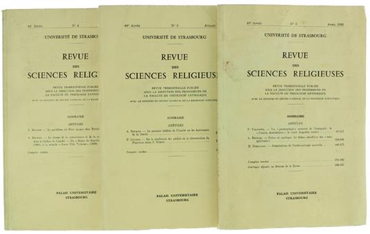 Revue De Sciences Religieuses : N. 160. 165. 166 - copertina