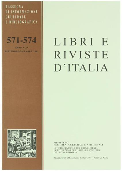 Libri E Riviste D'Italia. Anno Xlix. N. 571-574. Settembre-Dicembre 1997 - copertina