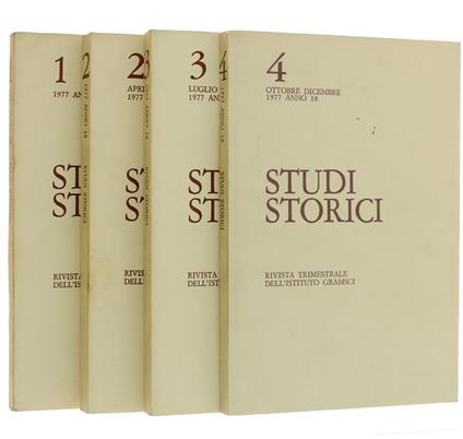 Studi Storici - Rivista Trimestrale Dell'Istituto Gramsci. Annata 1977 Completa - copertina