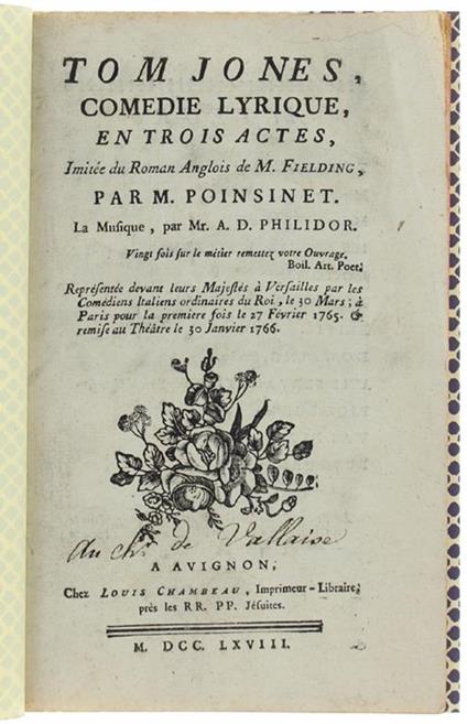 Tom Jones, Comédie Lyrique, En Trois Actes, Imitée Du Roman Anglois De M.Fielding - Antoine Alexandre Henri Poinsinet - copertina