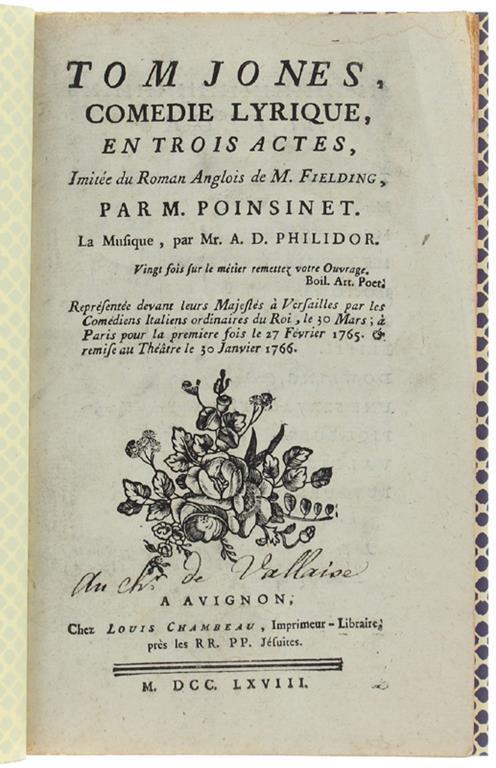 Tom Jones, Comédie Lyrique, En Trois Actes, Imitée Du Roman Anglois De M.Fielding - Antoine Alexandre Henri Poinsinet - copertina