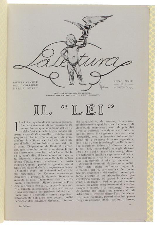 Il Lei. Stralcio Da "La Lettura", Giugno 1923 - Isidoro Del Lungo - copertina