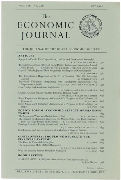 The Economic Journal - The Journal Of The Royal Economic Society. Vol, 106 No. 436 - May 1996 - copertina