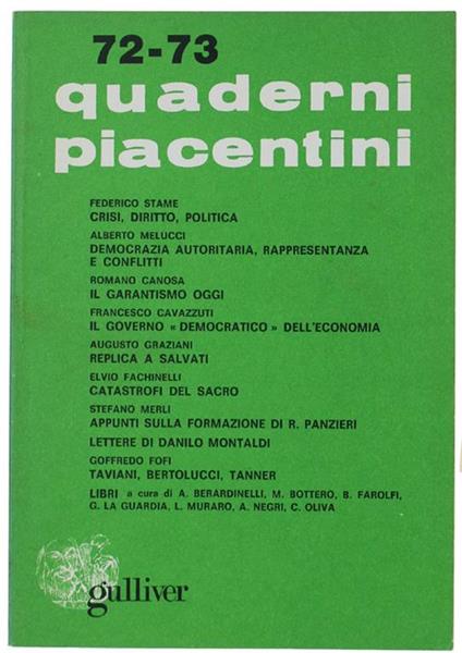 Quaderni Piacentini. N. 72-73 - Otrobre 1979 - Piergiorgio Bellocchio - copertina