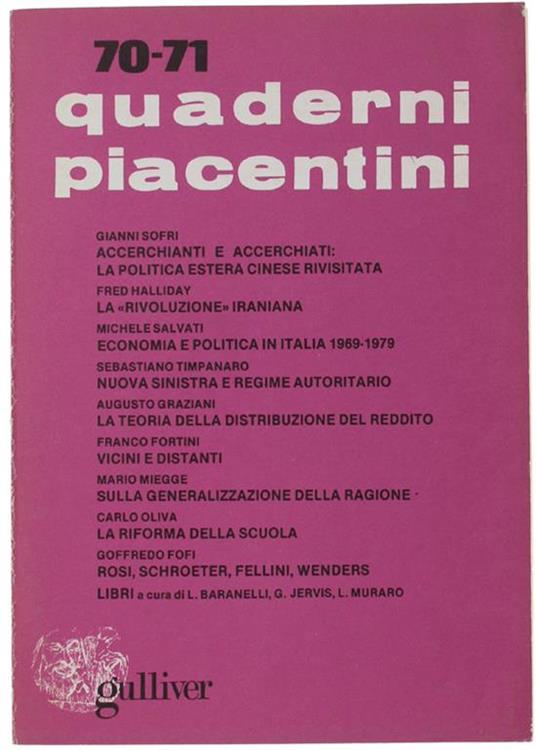 Quaderni Piacentini. N. 70-71 - Maggio 1979 - Piergiorgio Bellocchio - copertina