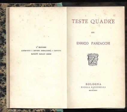 Teste quadre - Enrico Panzacchi - copertina