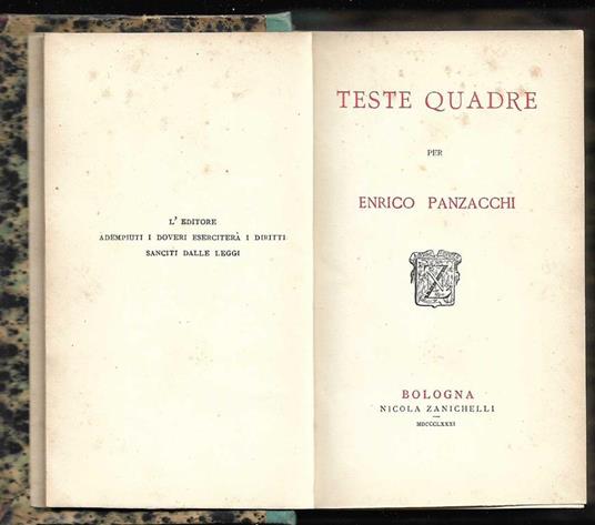 Teste quadre - Enrico Panzacchi - copertina