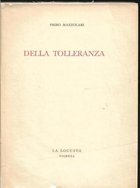 Della tolleranza - Primo Mazzolari - copertina