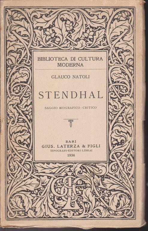 Stendhal Saggio biografico-critico - Glauco Natoli - copertina