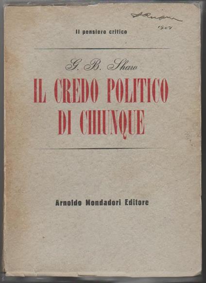 Il credo politico di chiunque - George Bernard Shaw - copertina