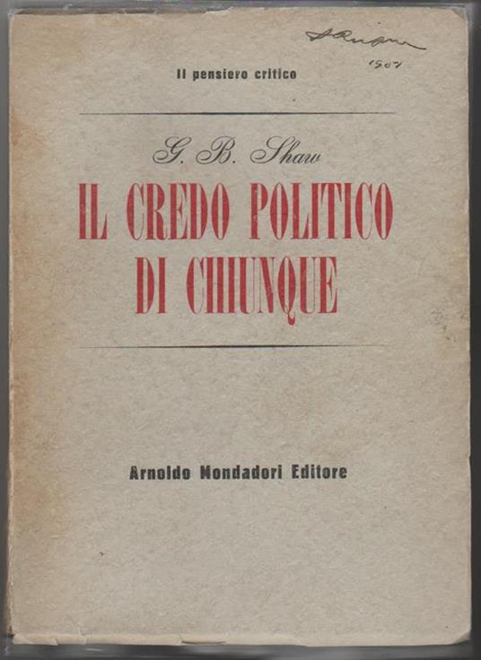 Il credo politico di chiunque - George Bernard Shaw - copertina