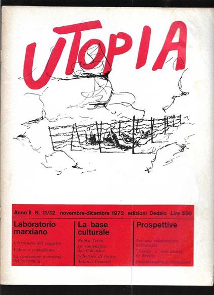 Utopia Diario mensile di problemi di cultura Anno II n. 11/12 novembre-dicembre 1972 - Mario Spinella - copertina