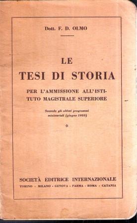 Le Tesi Di Storia - F. Olmo - copertina