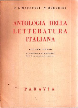 Antologia Della Letteratura Italiana Volume Terzo - Ubaldo Mannucci - copertina