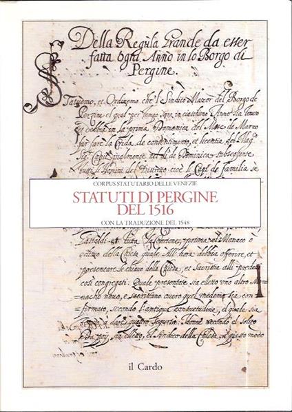 Statuti Di Pergine Del 1516 Con La Traduzione Del 1548 - copertina