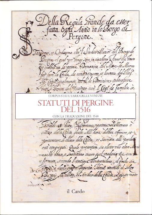 Statuti Di Pergine Del 1516 Con La Traduzione Del 1548 - copertina