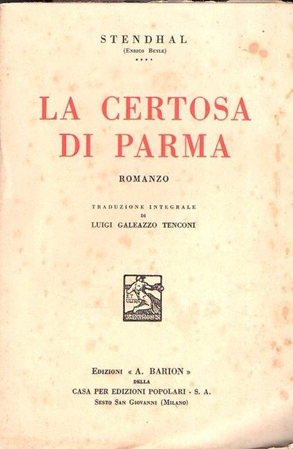 La Certosa Di Parma - Stendhal - copertina