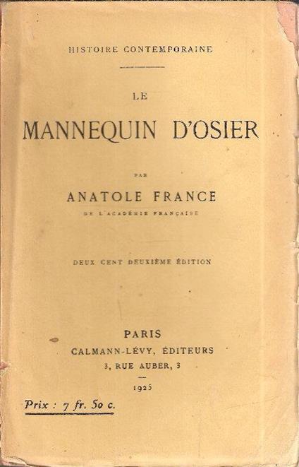 Le Mannequin D'osier - Anatole France - copertina