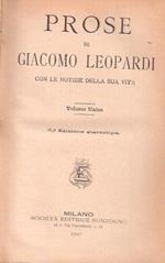 Prose Di Giacomo Leopardi Con Le Notizie Della Sua Vita