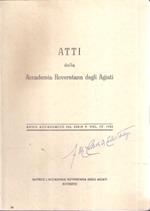 Atti Della Accademia Roveretana Degli Agiati Serie V Vol. Iv