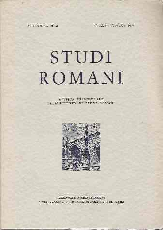 Studi Romani. Rivista Trimestrale Dell'istituto Di Studi Romani. Anno Xxii N. 4 - copertina