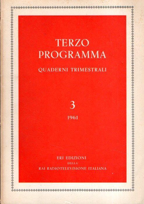 Terzo Programma - Quaderni Trimestrali N. 3 - copertina
