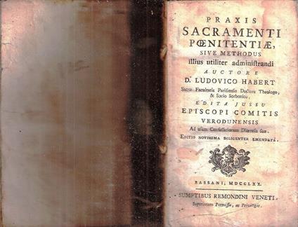 Praxis Sacramenti Poenitentiae Sive Methodus Illius Utiliter Administrandi - Ludovico Habert - copertina