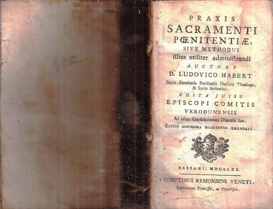 Praxis Sacramenti Poenitentiae Sive Methodus Illius Utiliter Administrandi - Ludovico Habert - copertina