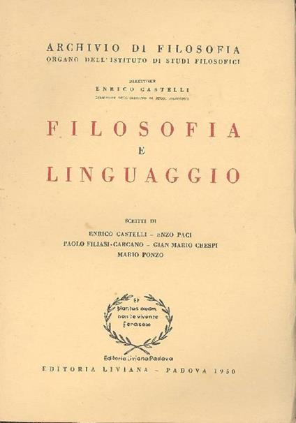 Filosofia e linguaggio - copertina