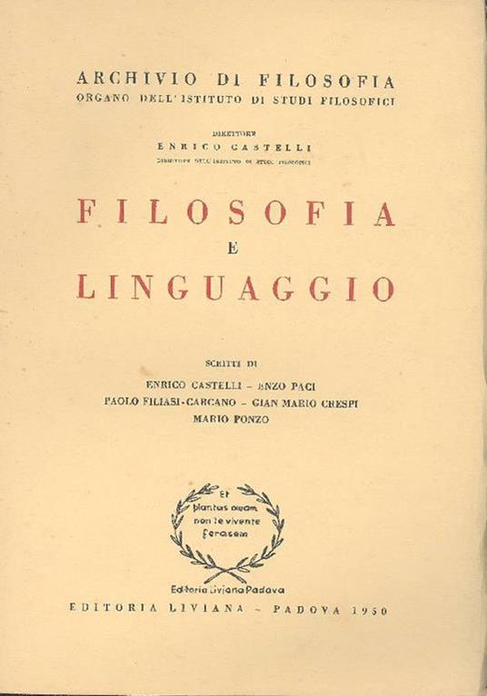Filosofia e linguaggio - copertina