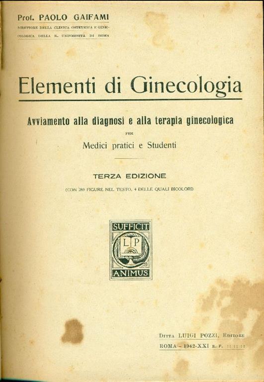 Elementi di ginecologia - Paolo Gaifami - copertina