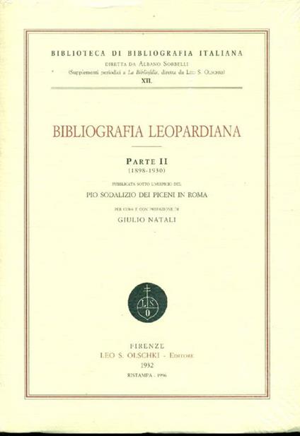 Bibliografia leopardiana - copertina